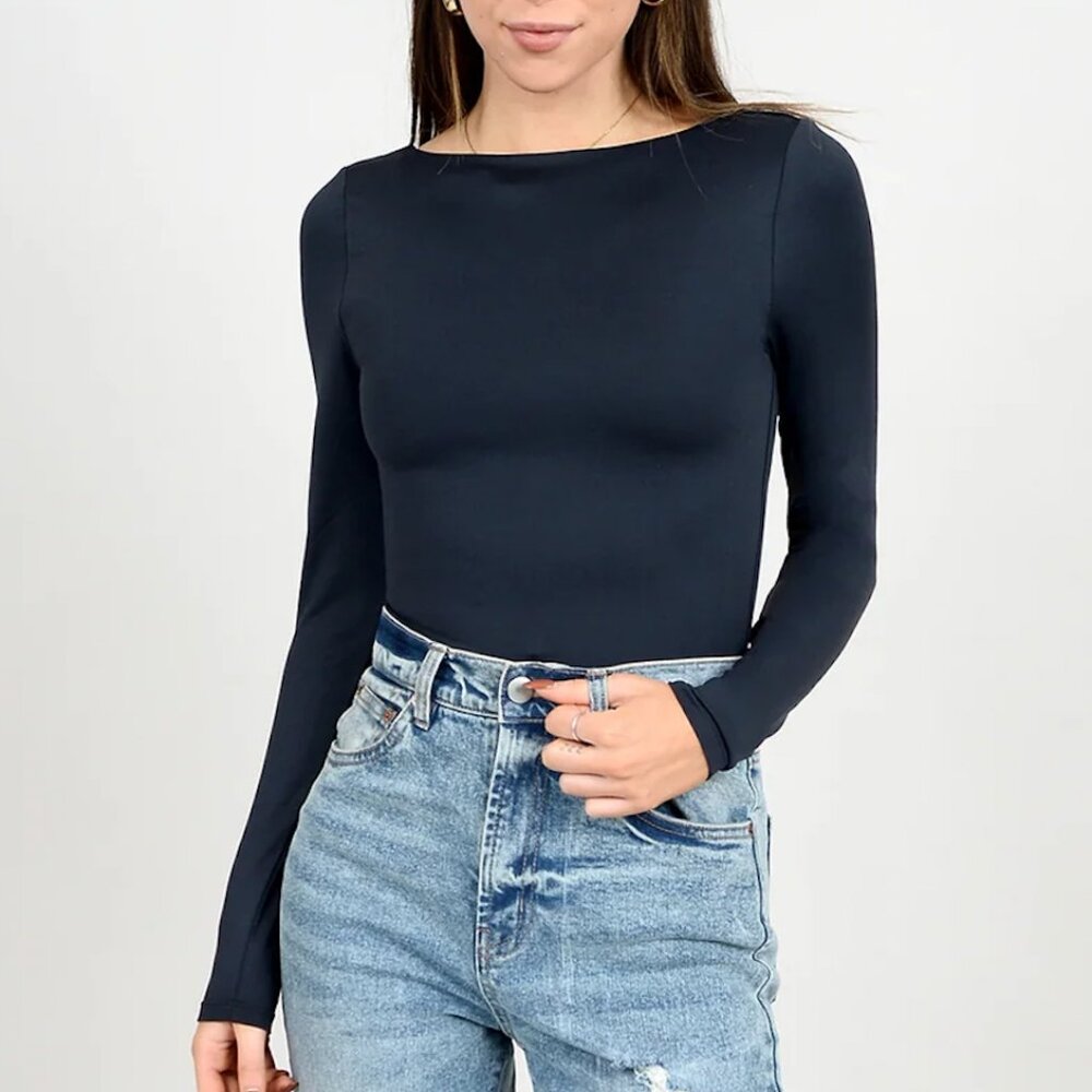 Second Skin by RD Style Brida Low-Back Bodysuit in Black